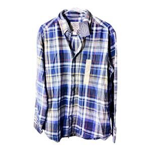 NEW St Johns Bay Men's Brushed Signature Flannel Long Sleeve Size L Blue.